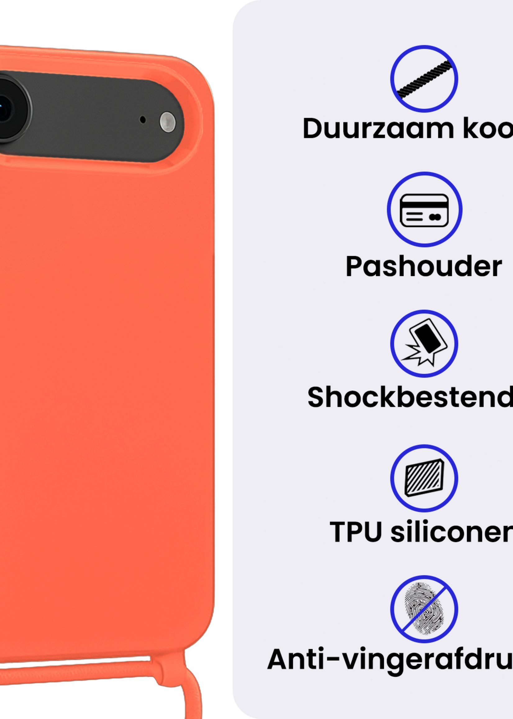 BTH BTH iPhone Air Hoesje met Koord Met Screenprotector - Papaya