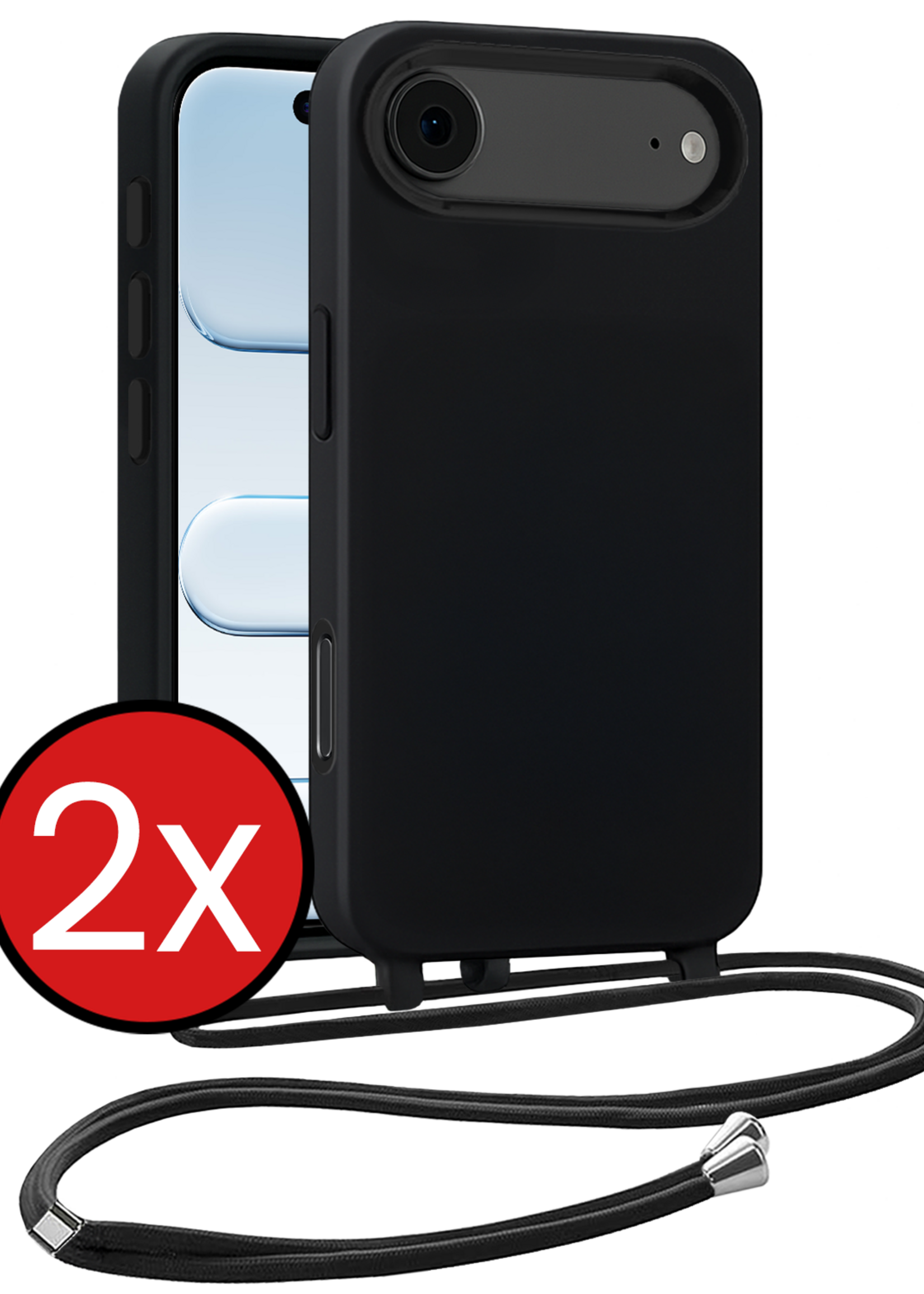 BTH BTH iPhone Air Hoesje met Koord - Zwart - 2 PACK