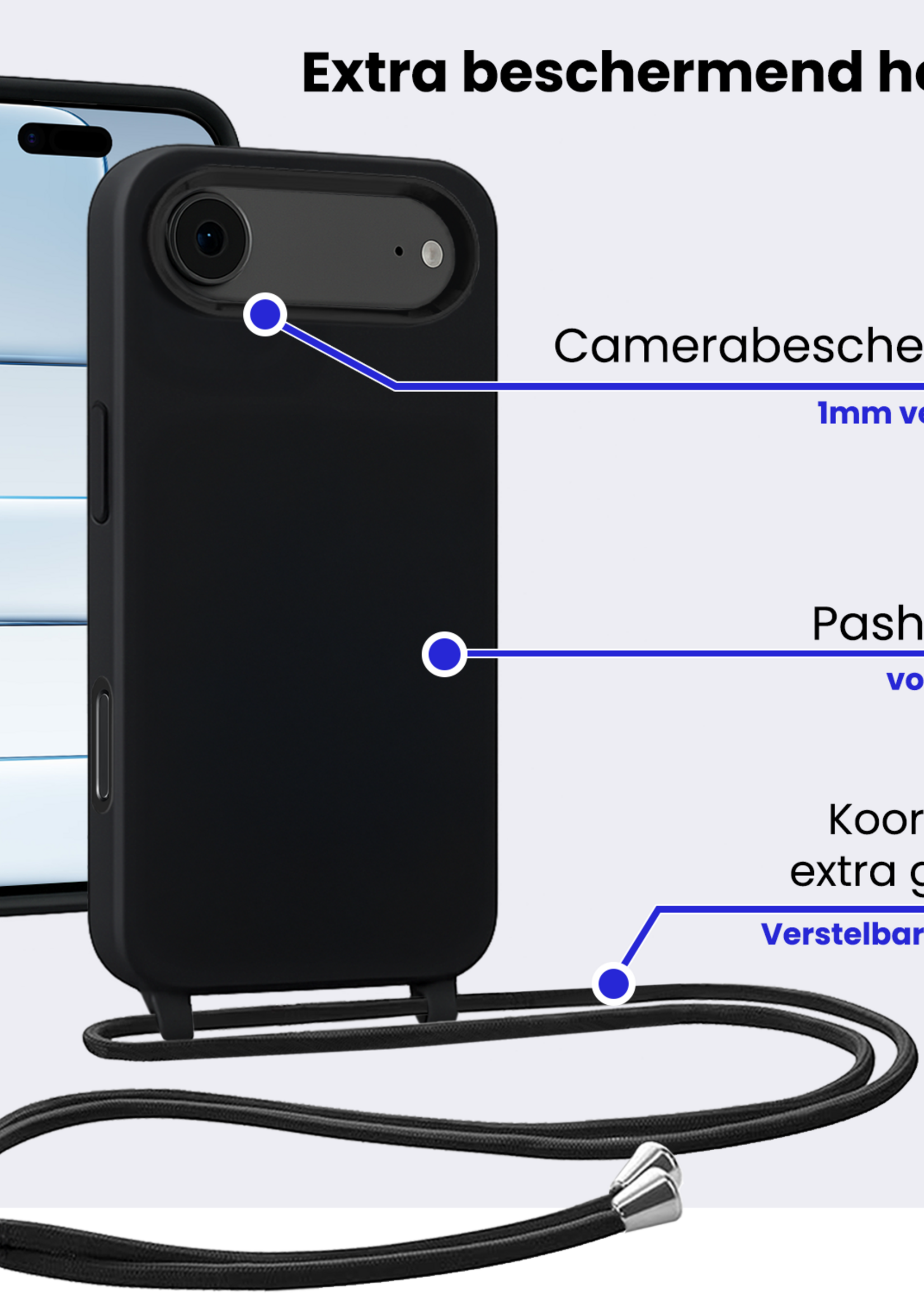 BTH BTH iPhone Air Hoesje met Koord - Zwart - 2 PACK