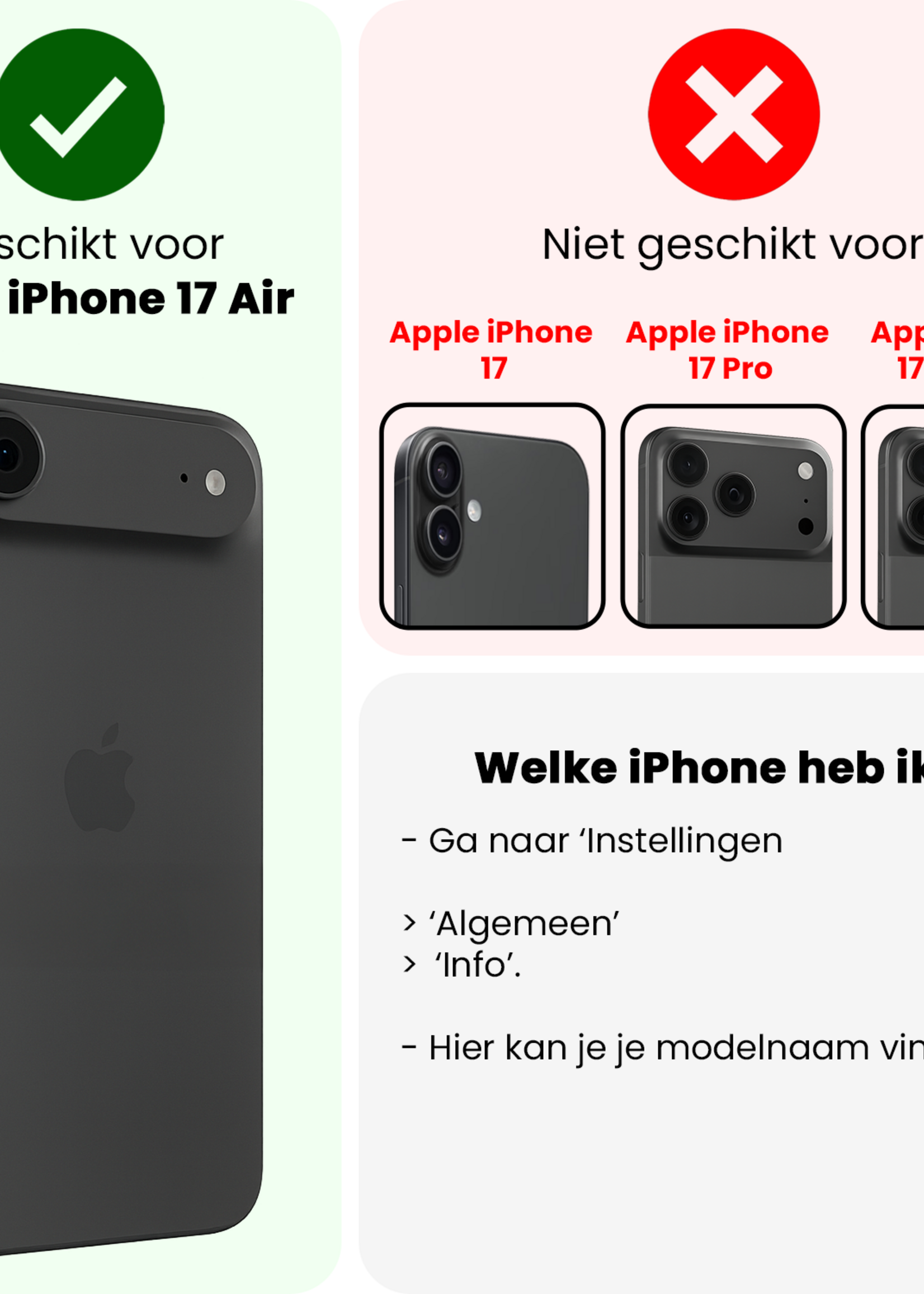 BTH BTH iPhone Air Hoesje met Koord - Zwart - 2 PACK