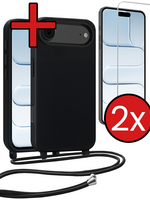 BTH BTH iPhone Air Hoesje met Koord Met 2x Screenprotector - Zwart