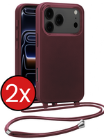 BTH BTH iPhone 17 Pro Hoesje met Koord - Aubergine - 2 PACK