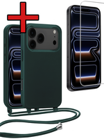 BTH BTH iPhone 17 Pro Hoesje met Koord Met Screenprotector - Donkergroen