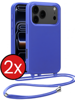 BTH BTH iPhone 17 Pro Hoesje met Koord - Fel Blauw - 2 PACK
