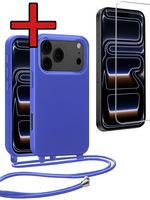 BTH BTH iPhone 17 Pro Hoesje met Koord Met Screenprotector - Fel Blauw