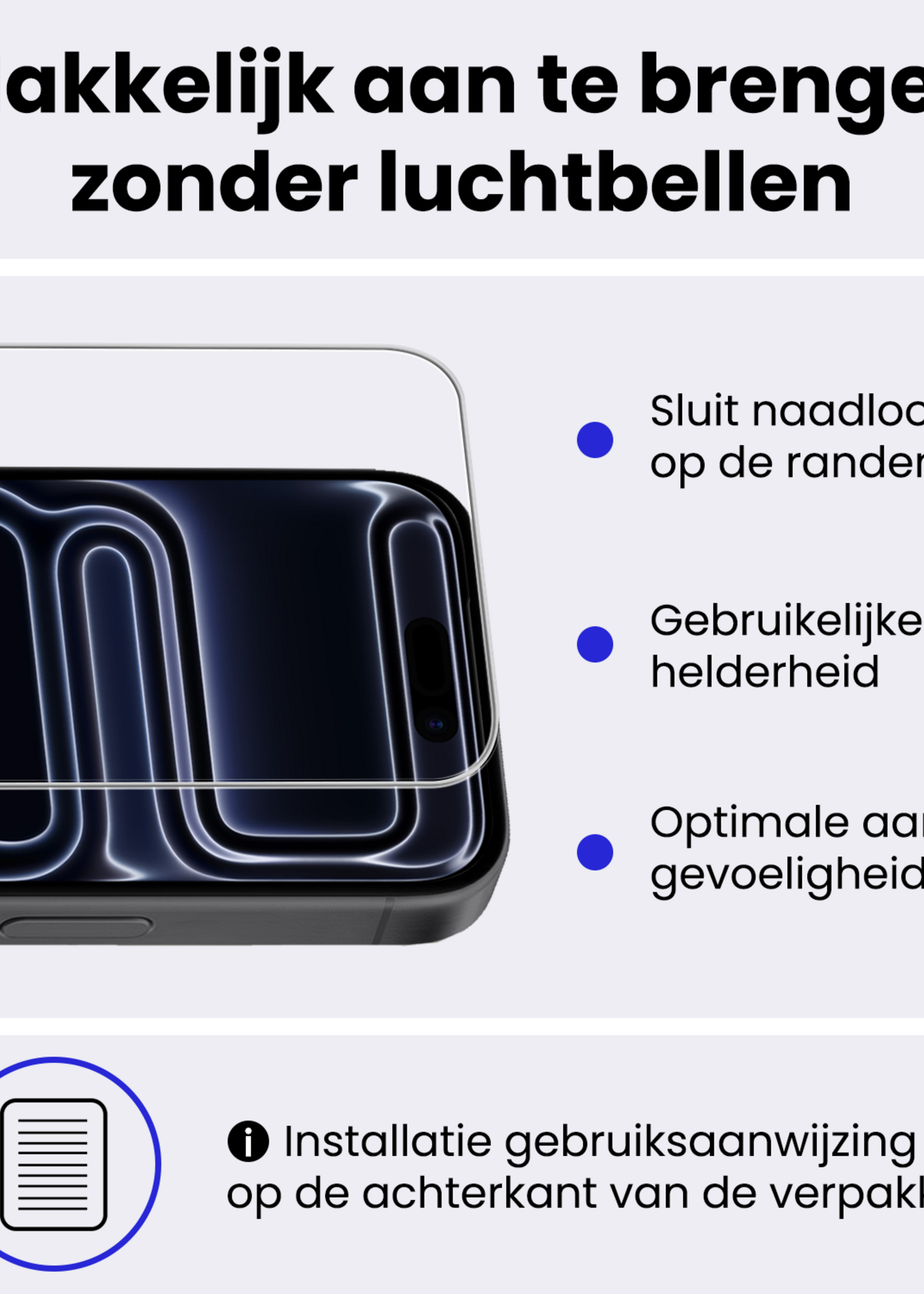 BTH BTH iPhone 17 Pro Hoesje met Koord Met Screenprotector - Fel Blauw
