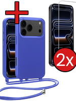 BTH BTH iPhone 17 Pro Hoesje met Koord Met 2x Screenprotector - Fel Blauw