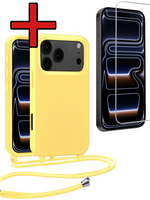 BTH BTH iPhone 17 Pro Hoesje met Koord Met Screenprotector - Geel