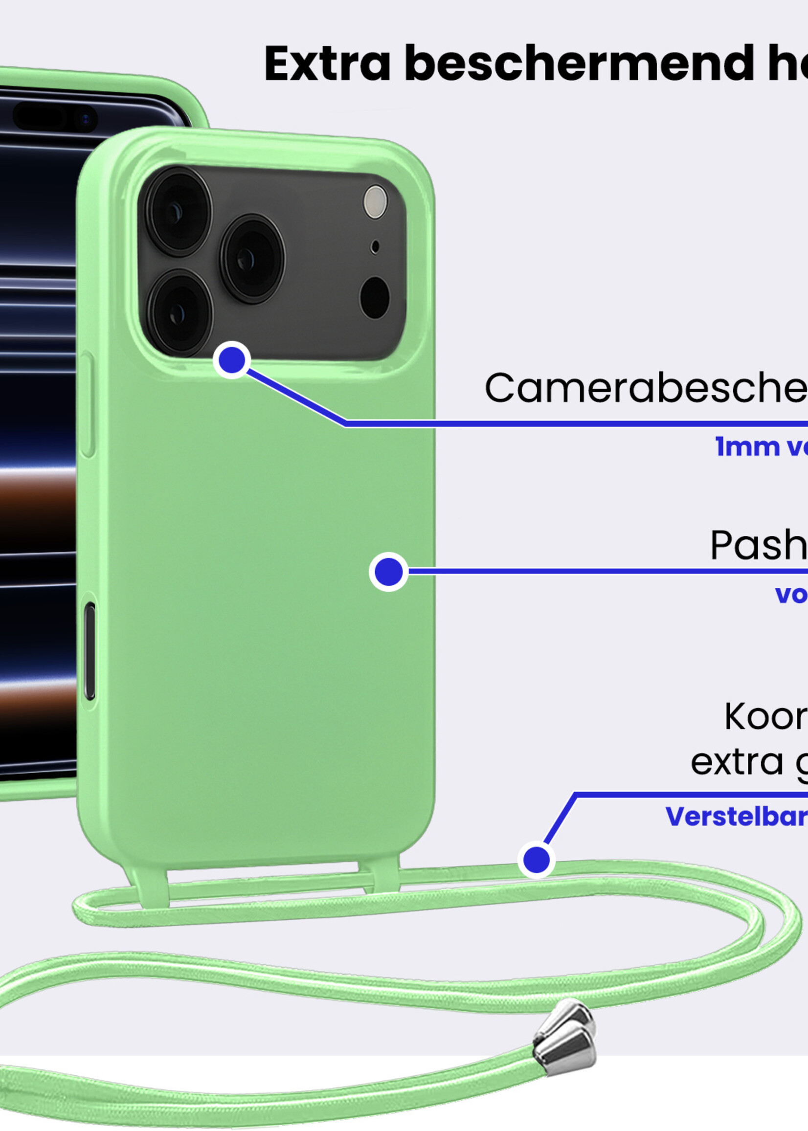 BTH BTH iPhone 17 Pro Hoesje met Koord - Groen