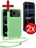 BTH BTH iPhone 17 Pro Hoesje met Koord Met 2x Screenprotector - Groen