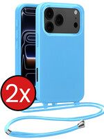 BTH BTH iPhone 17 Pro Hoesje met Koord - Lichtblauw - 2 PACK