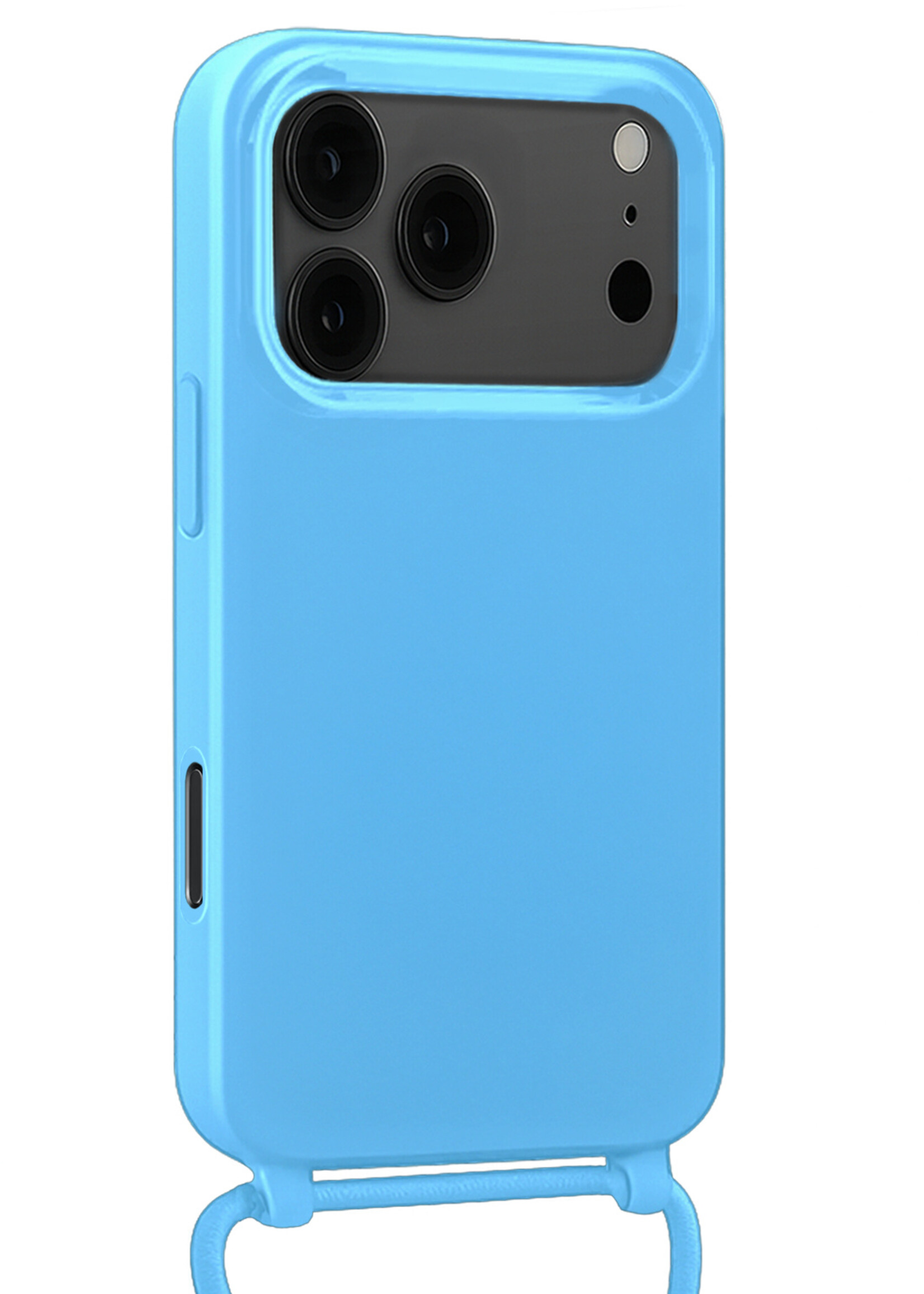 BTH BTH iPhone 17 Pro Hoesje met Koord Met Screenprotector - Lichtblauw