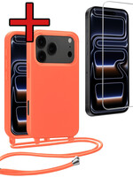 BTH BTH iPhone 17 Pro Hoesje met Koord Met Screenprotector - Papaya