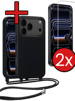 BTH BTH iPhone 17 Pro Hoesje met Koord Met 2x Screenprotector - Zwart