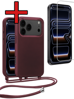 BTH BTH iPhone 17 Pro Max Hoesje met Koord Met Screenprotector - Aubergine