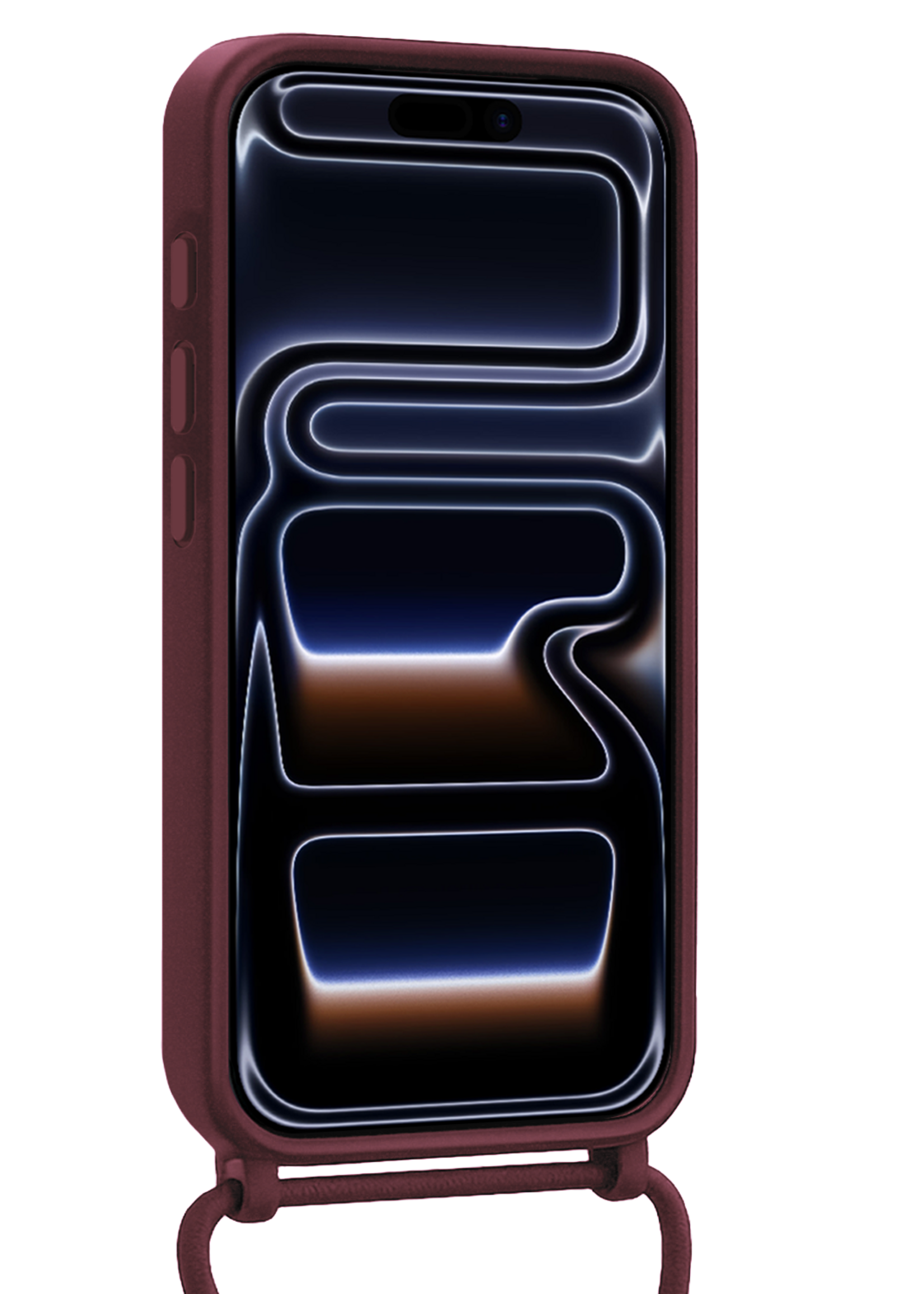 BTH BTH iPhone 17 Pro Max Hoesje met Koord Met Screenprotector - Aubergine