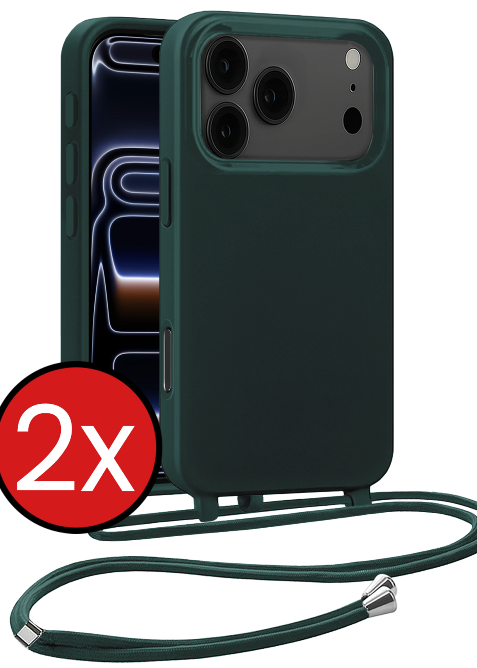 BTH BTH iPhone 17 Pro Max Hoesje met Koord - Donkergroen - 2 PACK