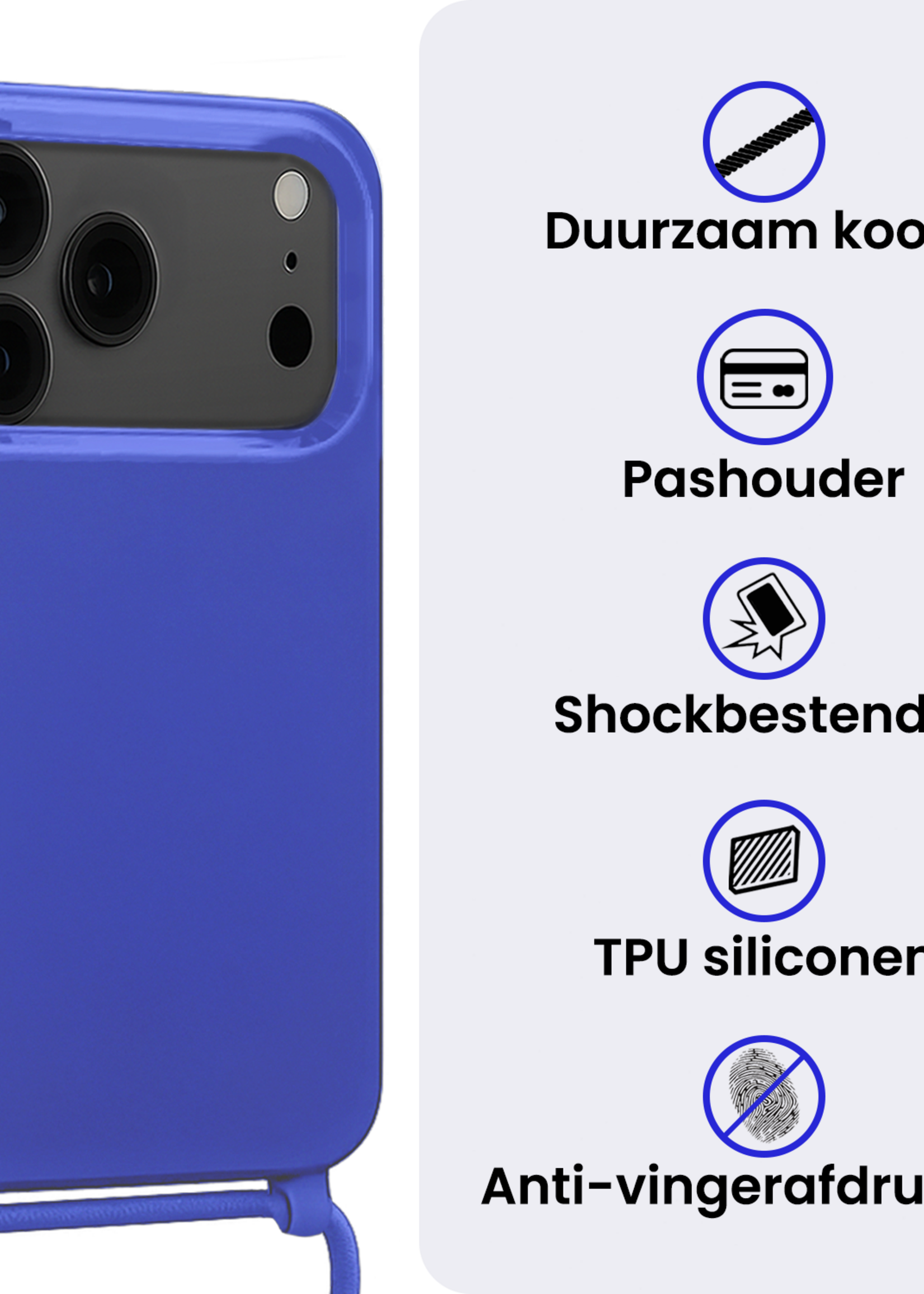 BTH BTH iPhone 17 Pro Max Hoesje met Koord - Fel Blauw