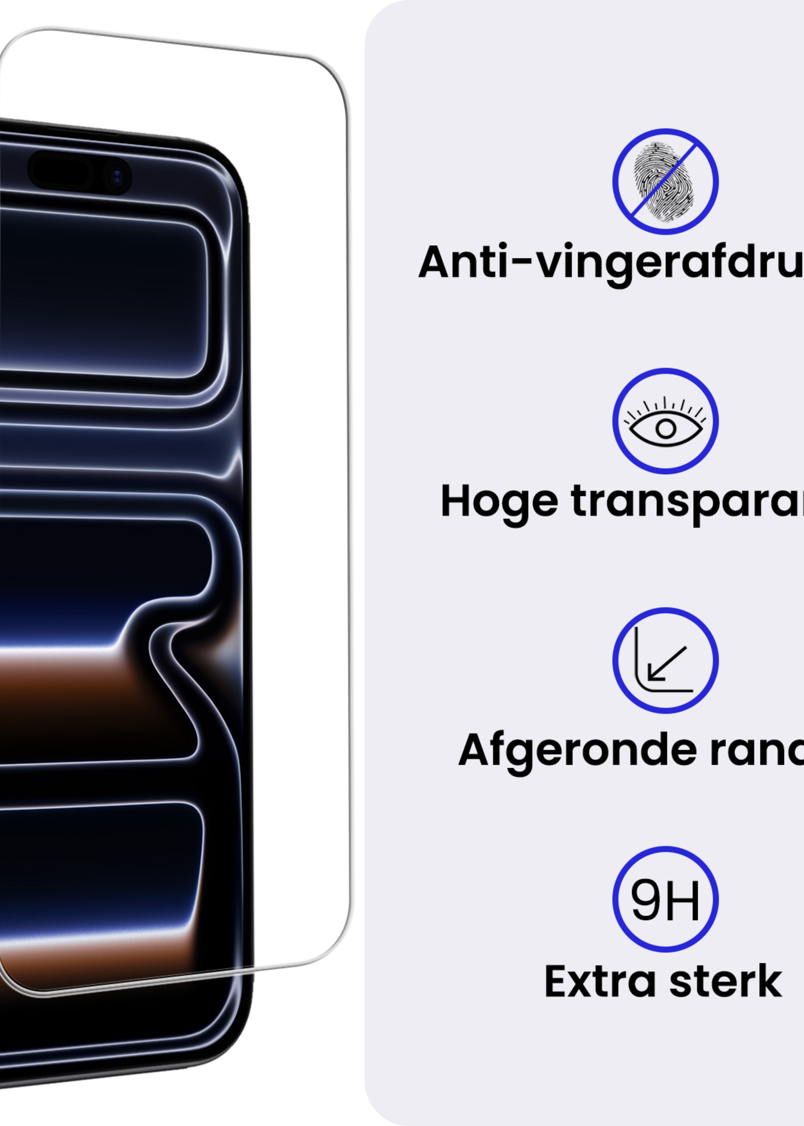 BTH BTH iPhone 17 Pro Max Hoesje met Koord Met 2x Screenprotector - Fel Blauw
