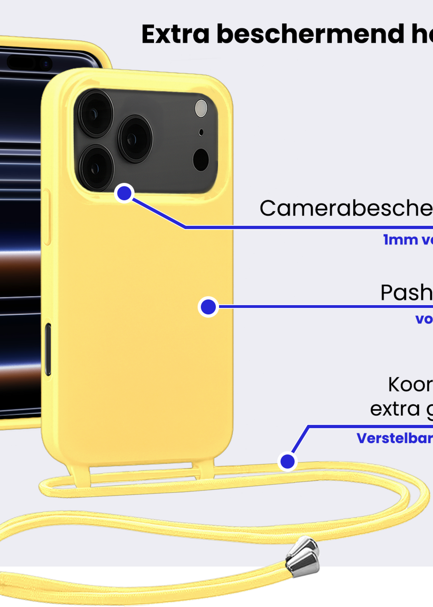 BTH BTH iPhone 17 Pro Max Hoesje met Koord - Geel