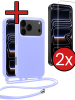 BTH BTH iPhone 17 Pro Max Hoesje met Koord Met 2x Screenprotector - Lila