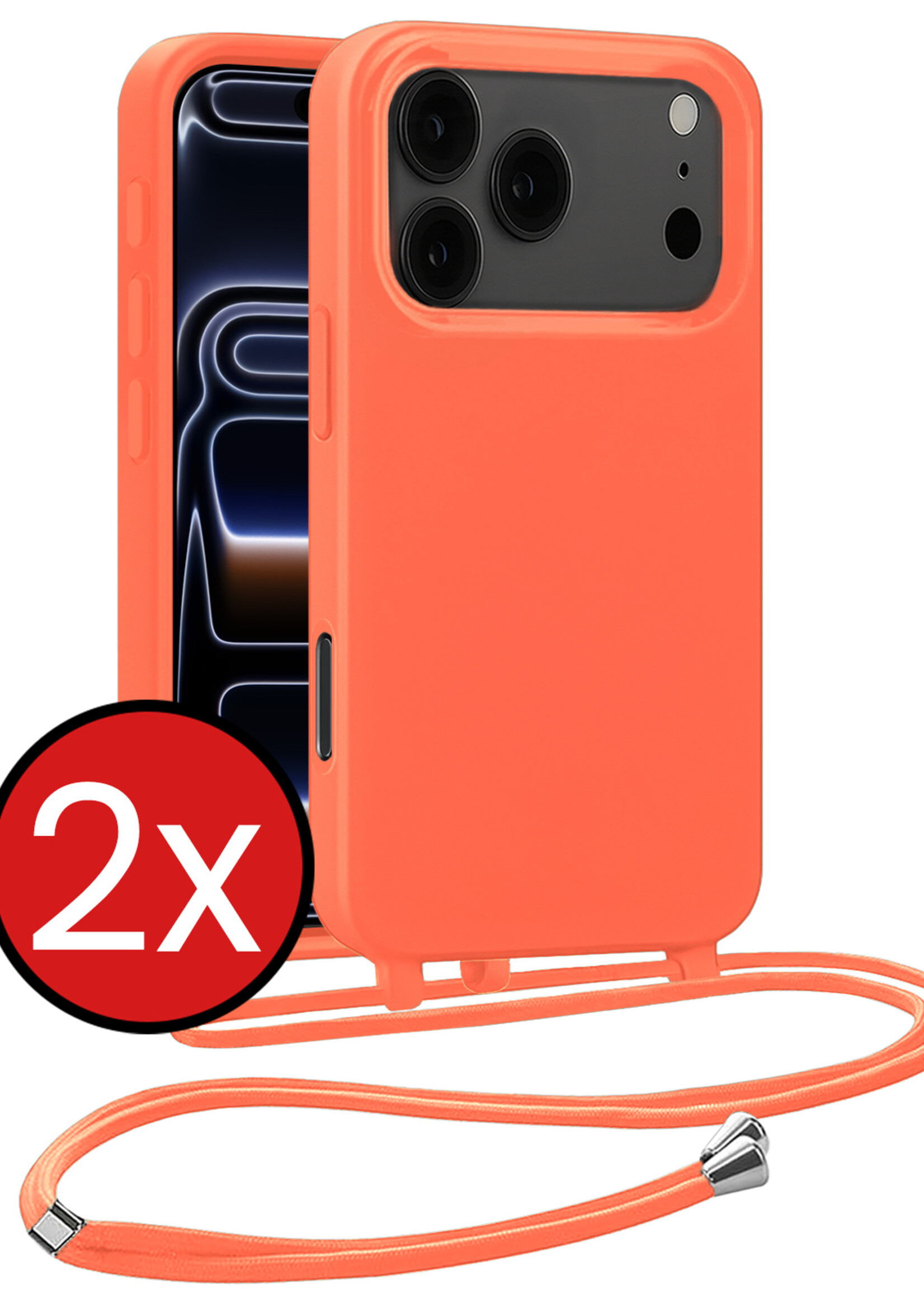 BTH BTH iPhone 17 Pro Max Hoesje met Koord - Papaya - 2 PACK