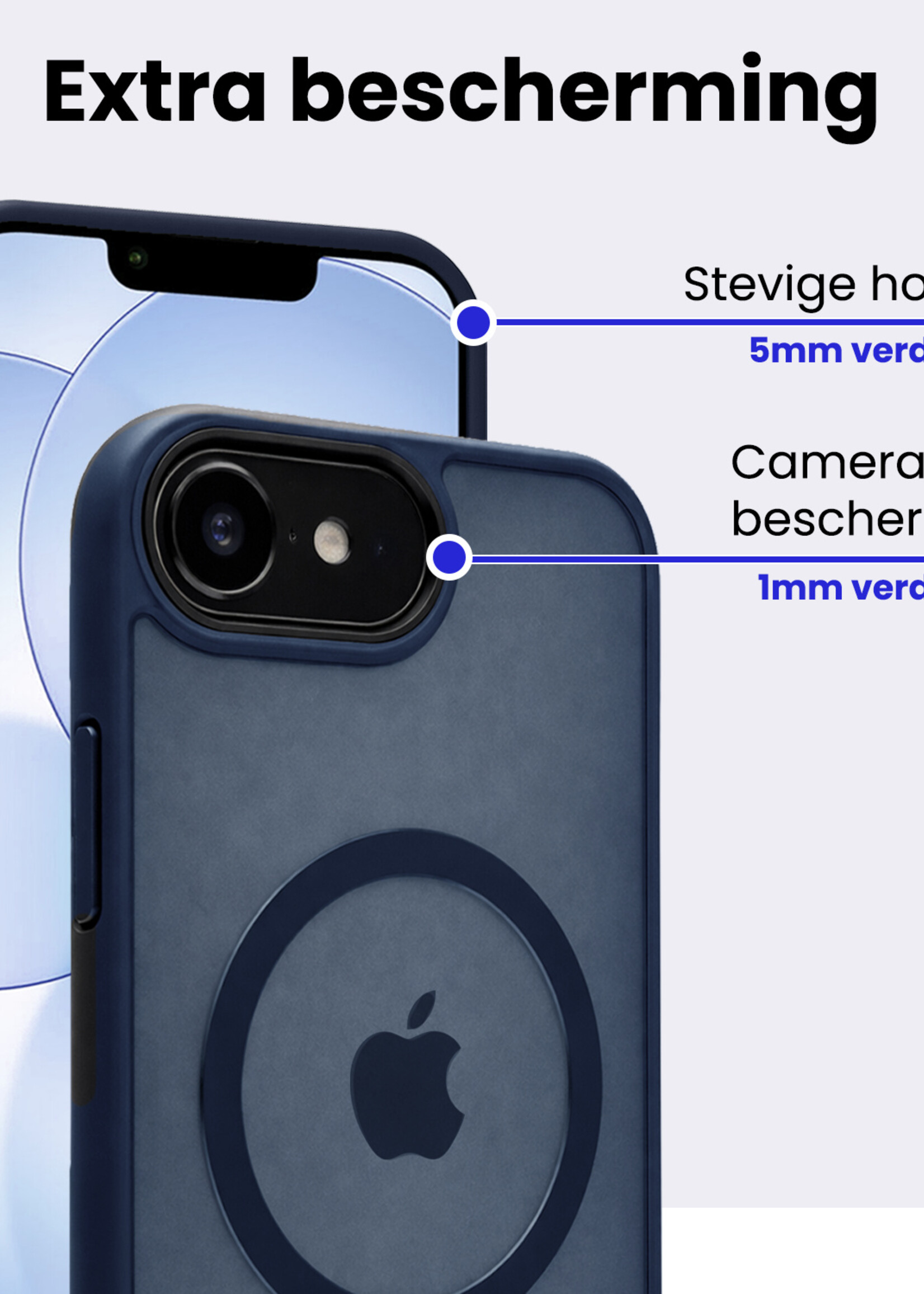 BTH BTH iPhone 17e Magsafe Hoesje Donkerblauw Met 2x Screenprotector