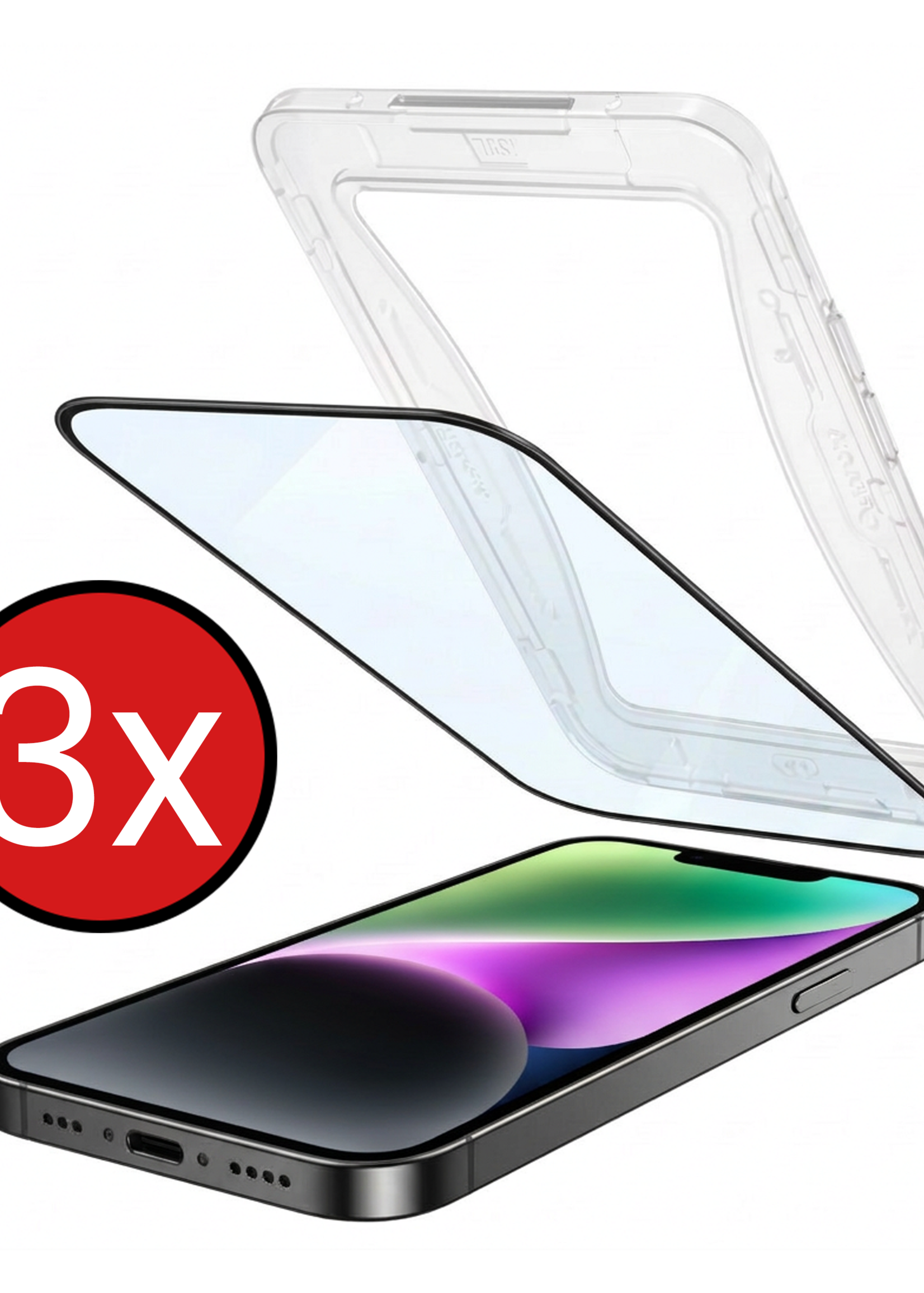 BTH Screenprotector Geschikt voor iPhone 14 Pro Max Screenprotector Met Uitlijningstool Flexibel Glas Full Cover - Screenprotector Geschikt voor iPhone 14 Pro Max Screen Protector Met Installatie Kit - 3 PACK