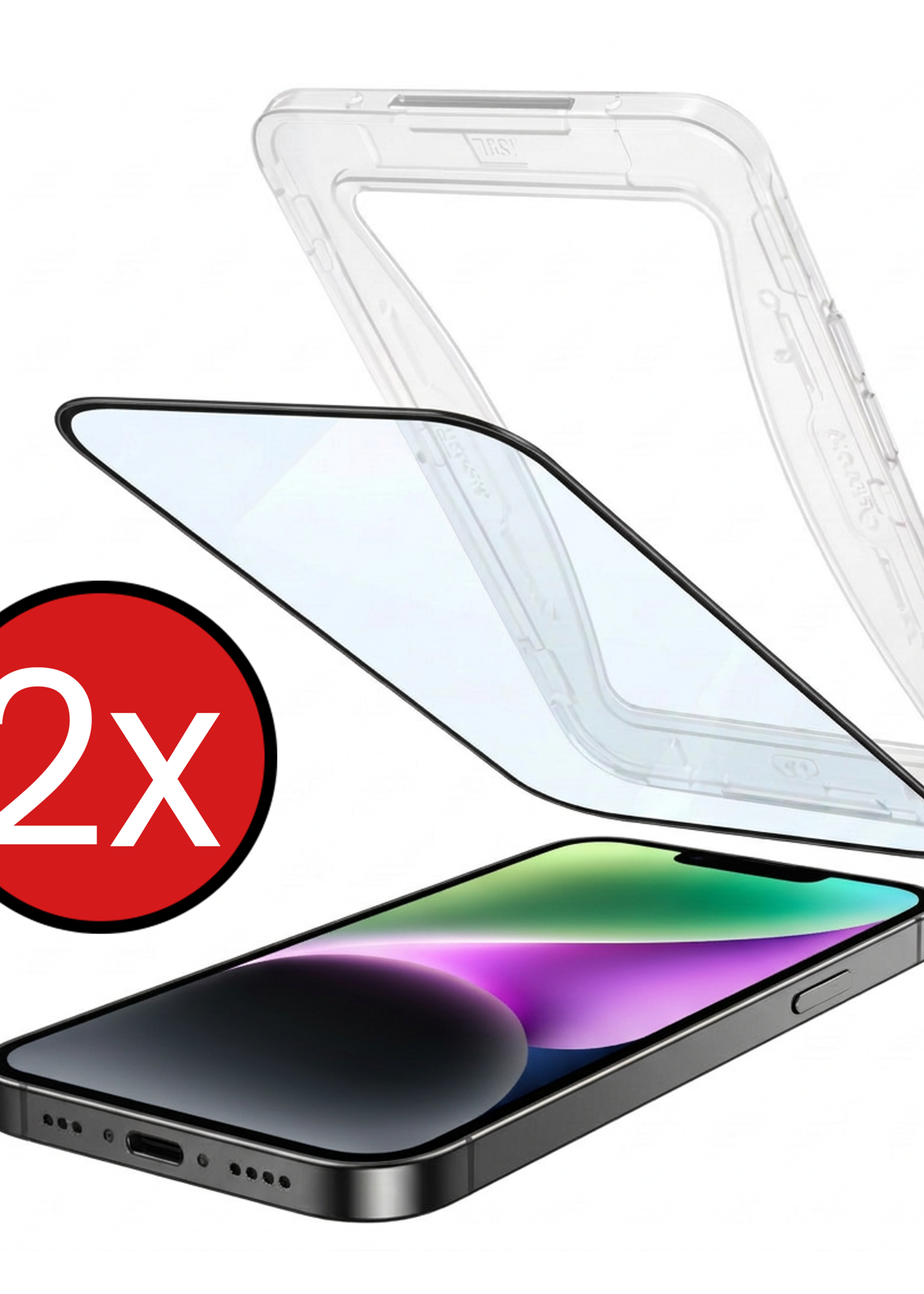 BTH Screenprotector Geschikt voor iPhone 14 Pro Screenprotector Met Uitlijningstool Flexibel Glas Full Cover - Screenprotector Geschikt voor iPhone 14 Pro Screen Protector Met Installatie Kit - 2 PACK