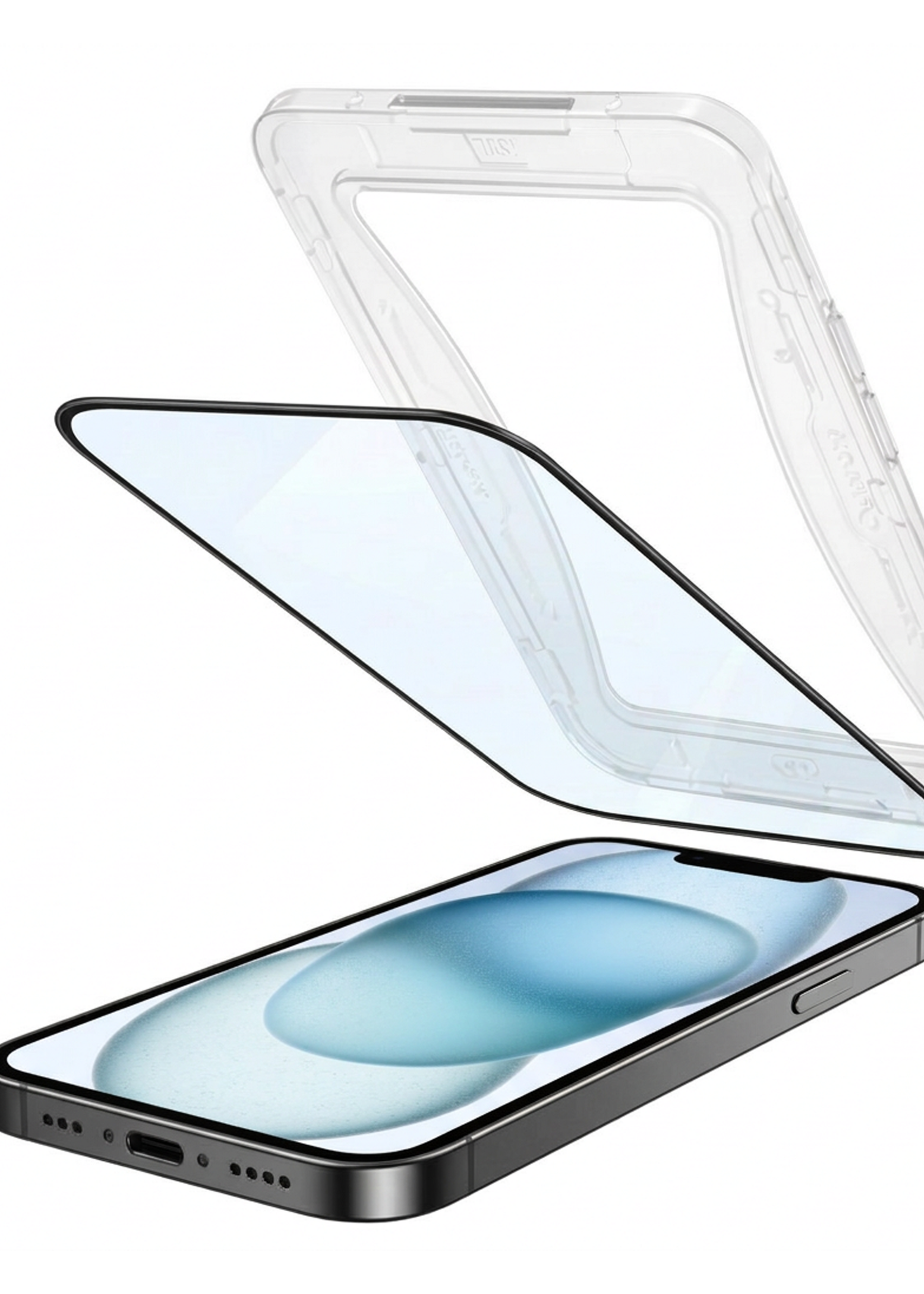 BTH Screenprotector Geschikt voor iPhone 15 Screenprotector Met Uitlijningstool Flexibel Glas Full Cover - Screenprotector Geschikt voor iPhone 15 Screen Protector Met Installatie Kit