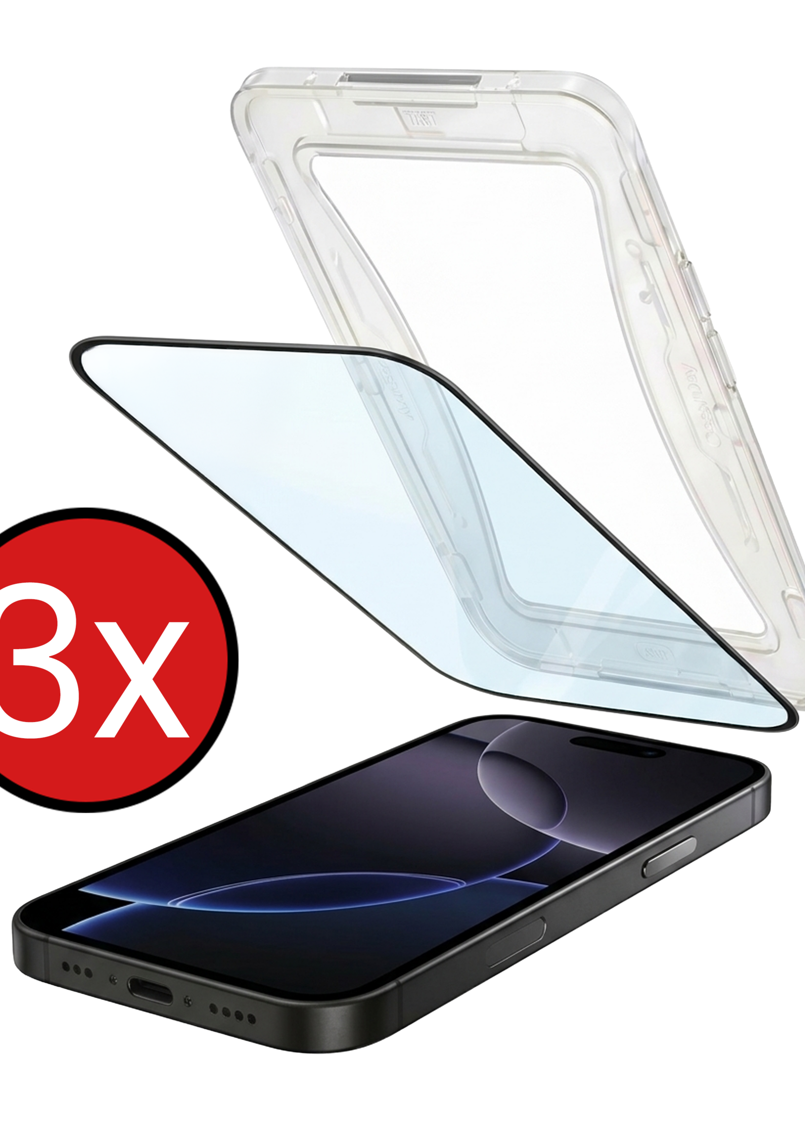 BTH Screenprotector Geschikt voor iPhone 16 Pro Max Screenprotector Met Uitlijningstool Flexibel Glas Full Cover - Screenprotector Geschikt voor iPhone 16 Pro Max Screen Protector Met Installatie Kit - 3 PACK