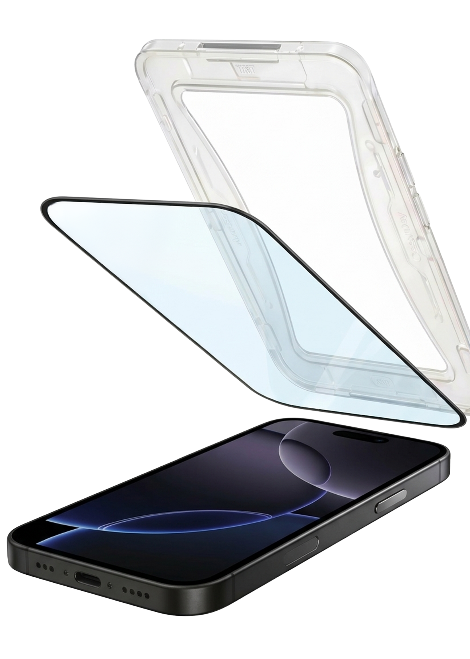 BTH Screenprotector Geschikt voor iPhone 16 Pro Screenprotector Met Uitlijningstool Flexibel Glas Full Cover - Screenprotector Geschikt voor iPhone 16 Pro Screen Protector Met Installatie Kit