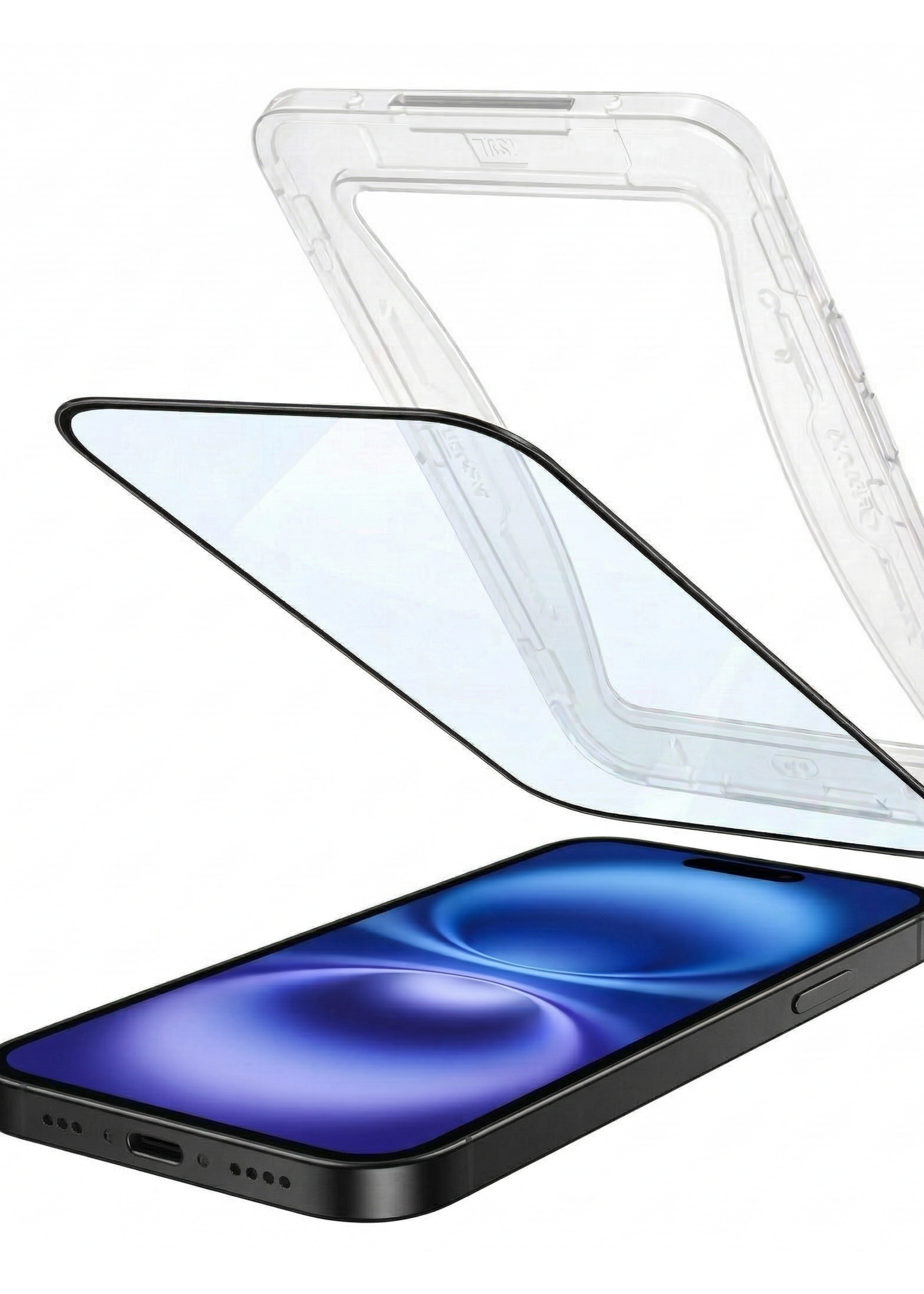 BTH Screenprotector Geschikt voor iPhone 16 Plus Screenprotector Met Uitlijningstool Flexibel Glas Full Cover - Screenprotector Geschikt voor iPhone 16 Plus Screen Protector Met Installatie Kit