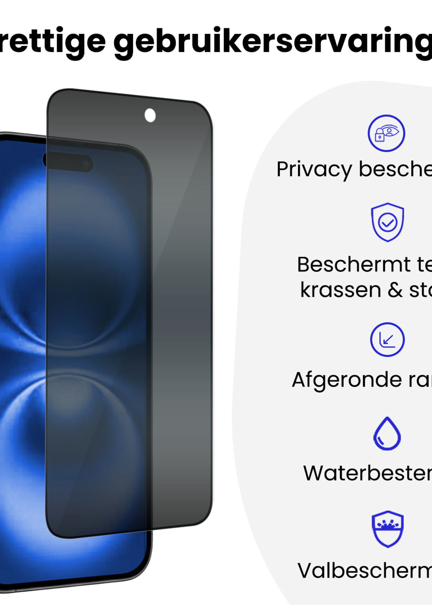 BTH BTH iPhone 16 Plus Hybrid Privacy Screenprotector - 2 PACK
