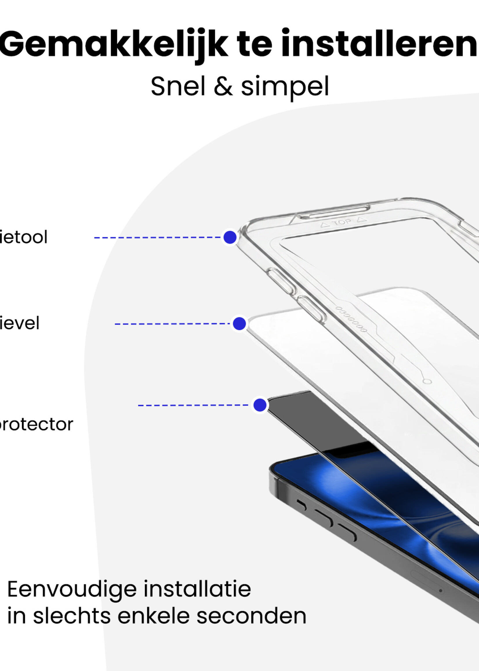 BTH BTH iPhone 16 Plus Hybrid Privacy Screenprotector - 3 PACK