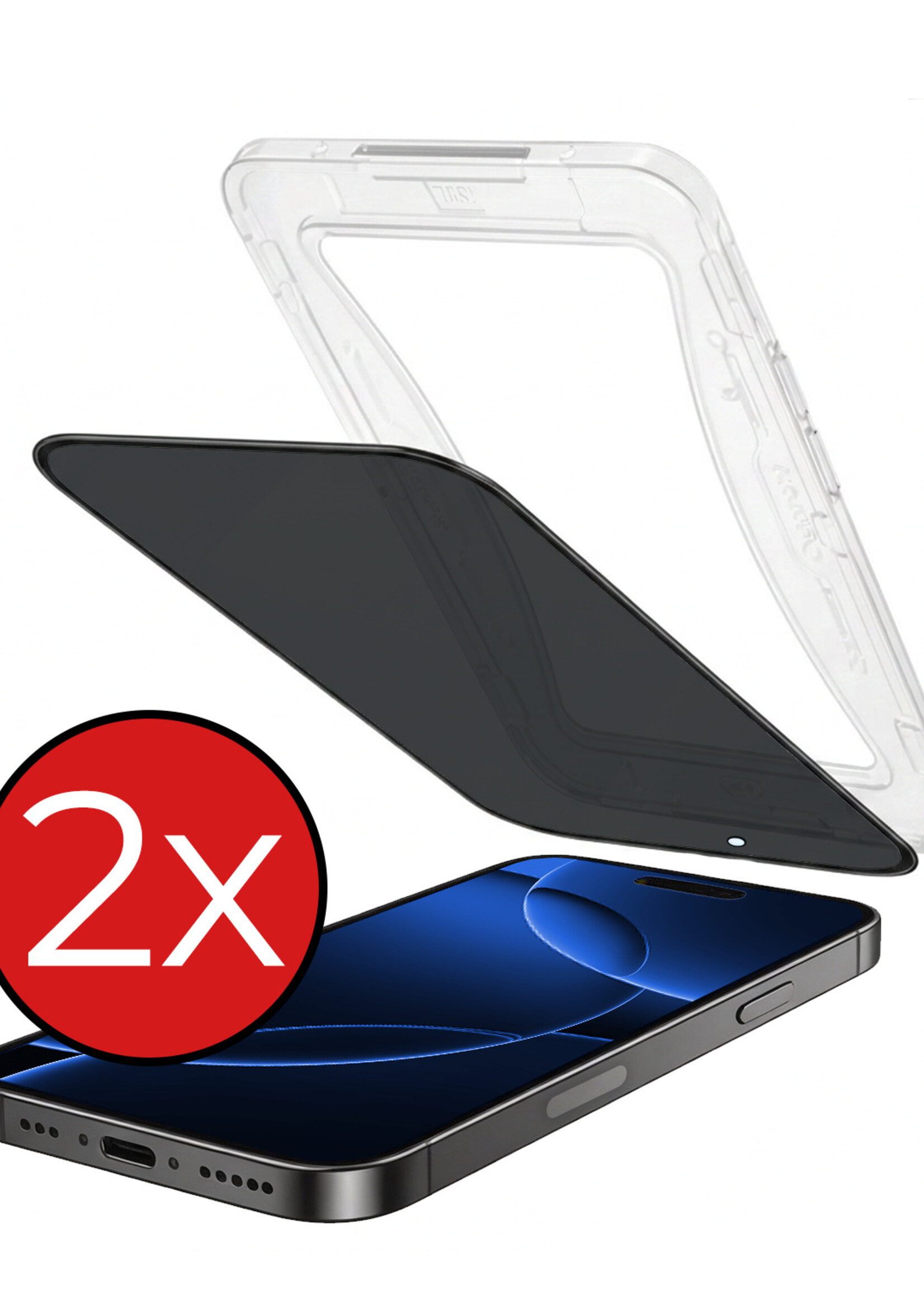 BTH BTH iPhone 16 Pro Hybrid Privacy Screenprotector - 2 PACK