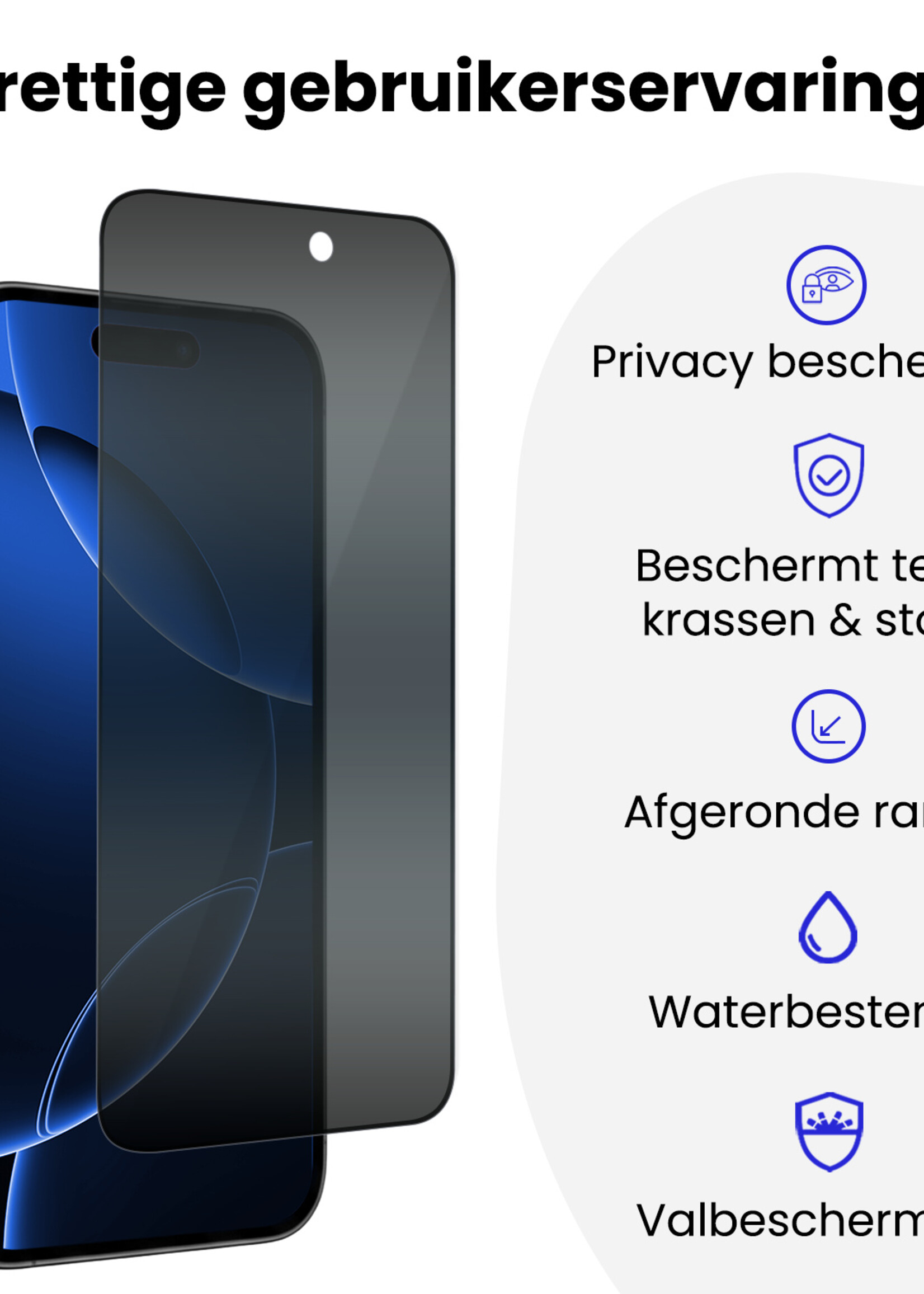 BTH BTH iPhone 16 Pro Hybrid Privacy Screenprotector - 3 PACK
