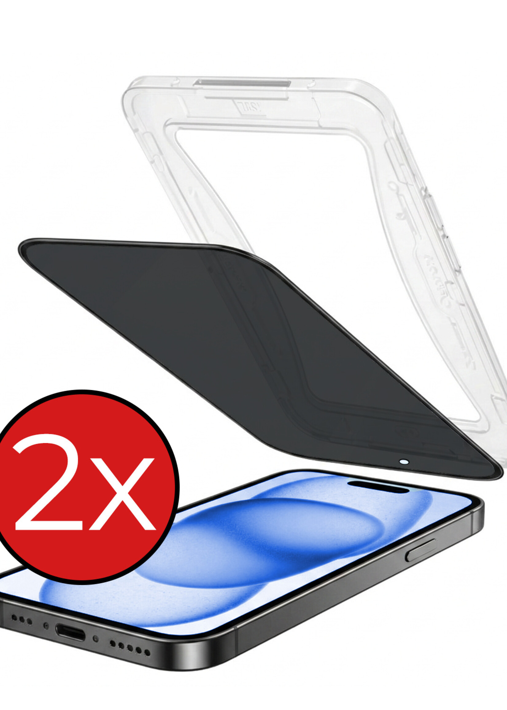 BTH BTH iPhone 15 Plus Hybrid Privacy Screenprotector - 2 PACK