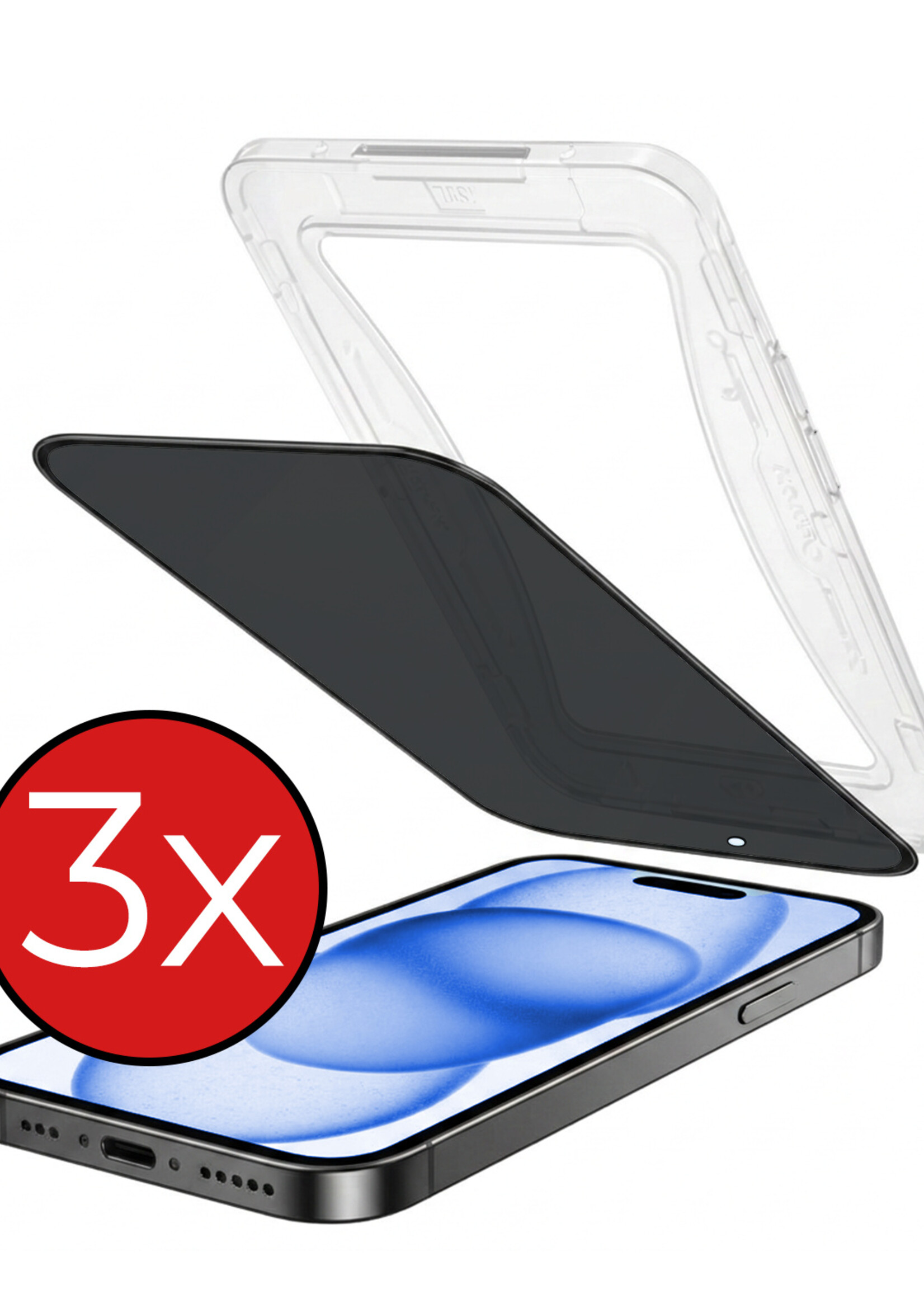 BTH BTH iPhone 15 Plus Hybrid Privacy Screenprotector - 3 PACK