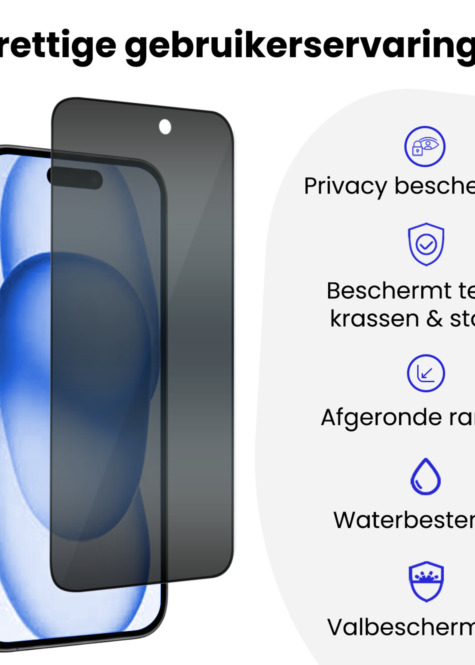 BTH BTH iPhone 15 Plus Hybrid Privacy Screenprotector - 3 PACK