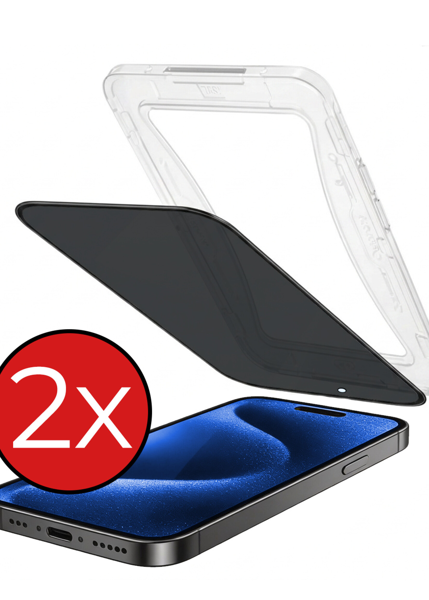BTH BTH iPhone 15 Pro Max Hybrid Privacy Screenprotector - 2 PACK