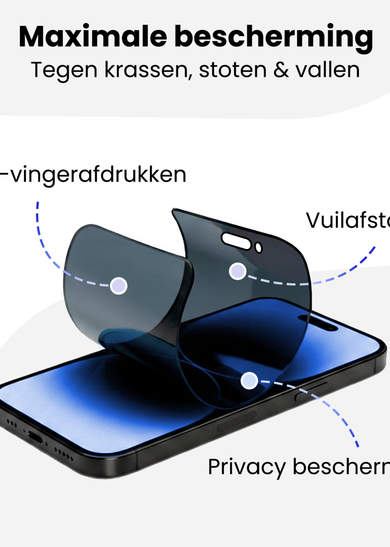 BTH BTH iPhone 14 Pro Hybrid Privacy Screenprotector - 3 PACK