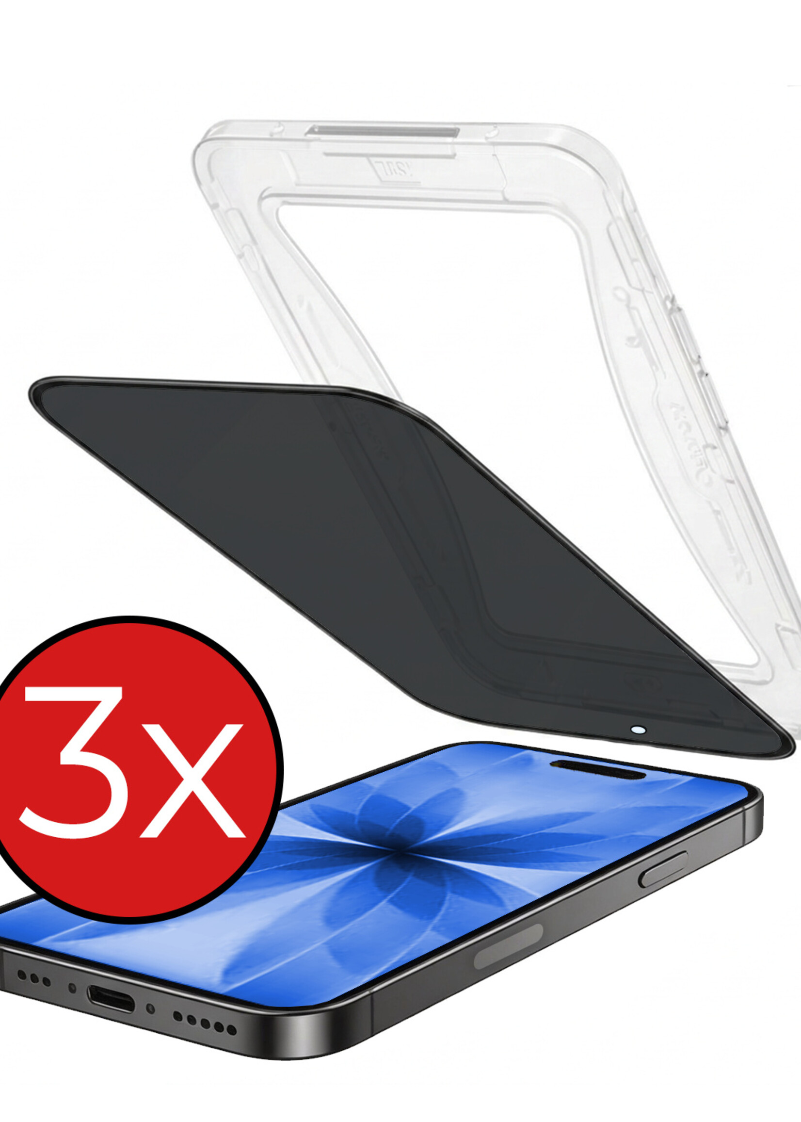 BTH BTH iPhone 17 Hybrid Privacy Screenprotector - 3 PACK