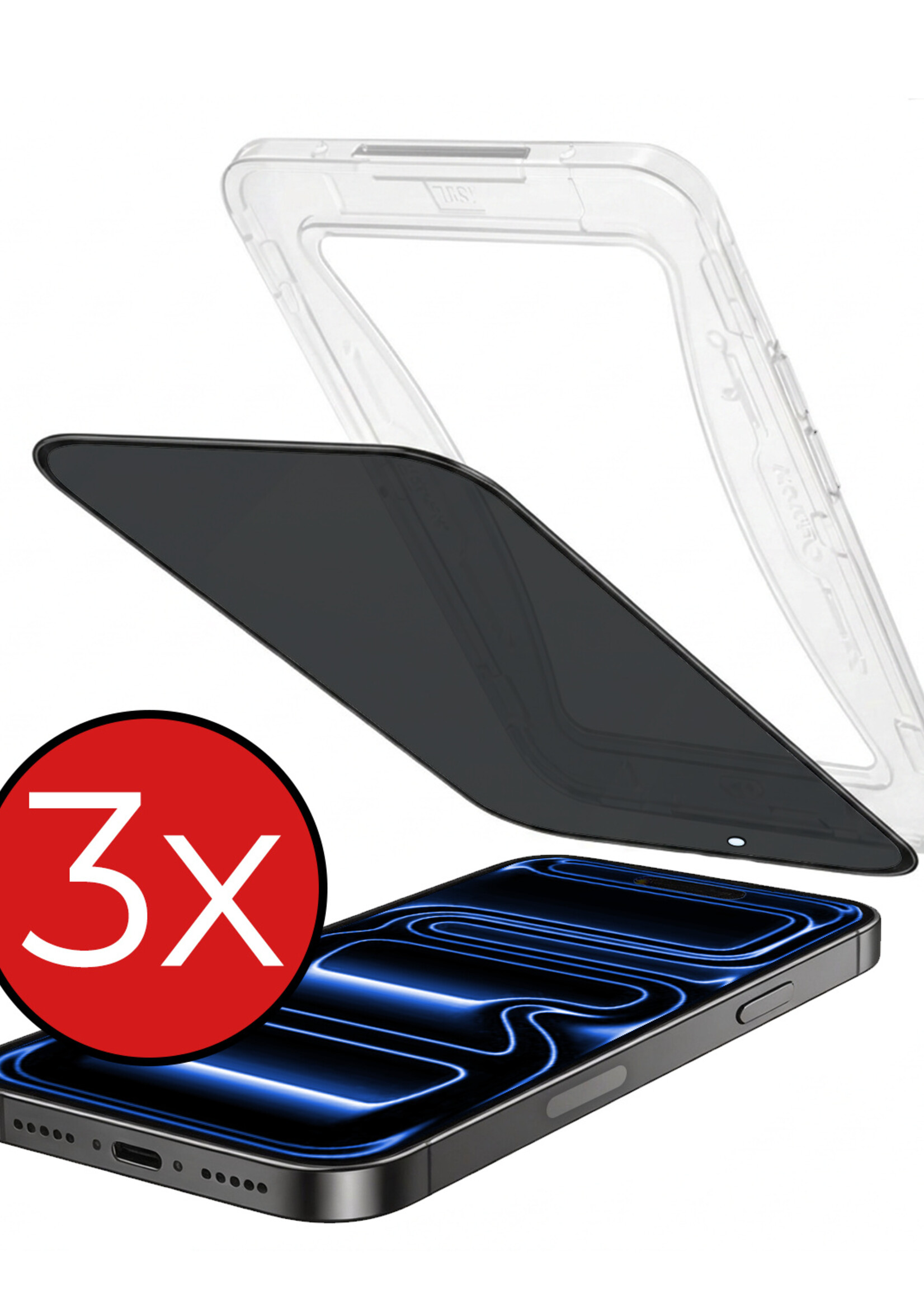BTH BTH iPhone 17 Pro Hybrid Privacy Screenprotector - 3 PACK
