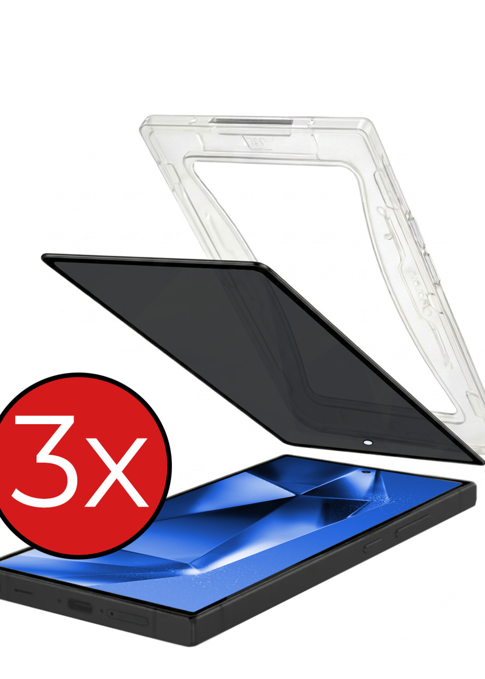 BTH BTH Samsung Galaxy S24 Ultra Hybrid Privacy Screenprotector - 3 PACK