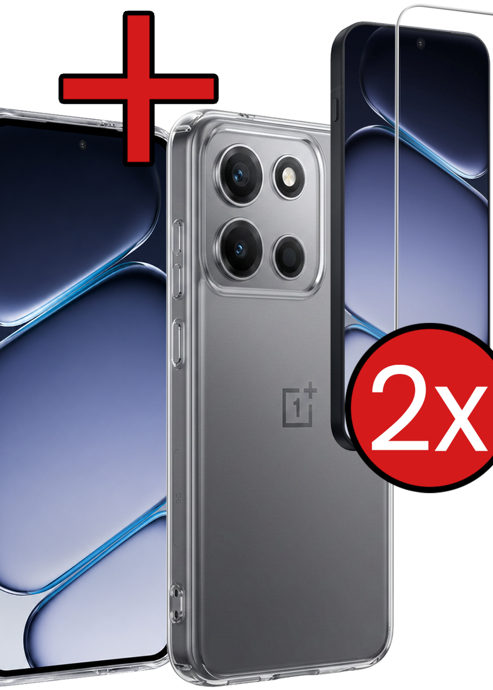 BTH BTH OnePlus Nord 6 Hoesje Siliconen Met 2x Screenprotector - Transparant