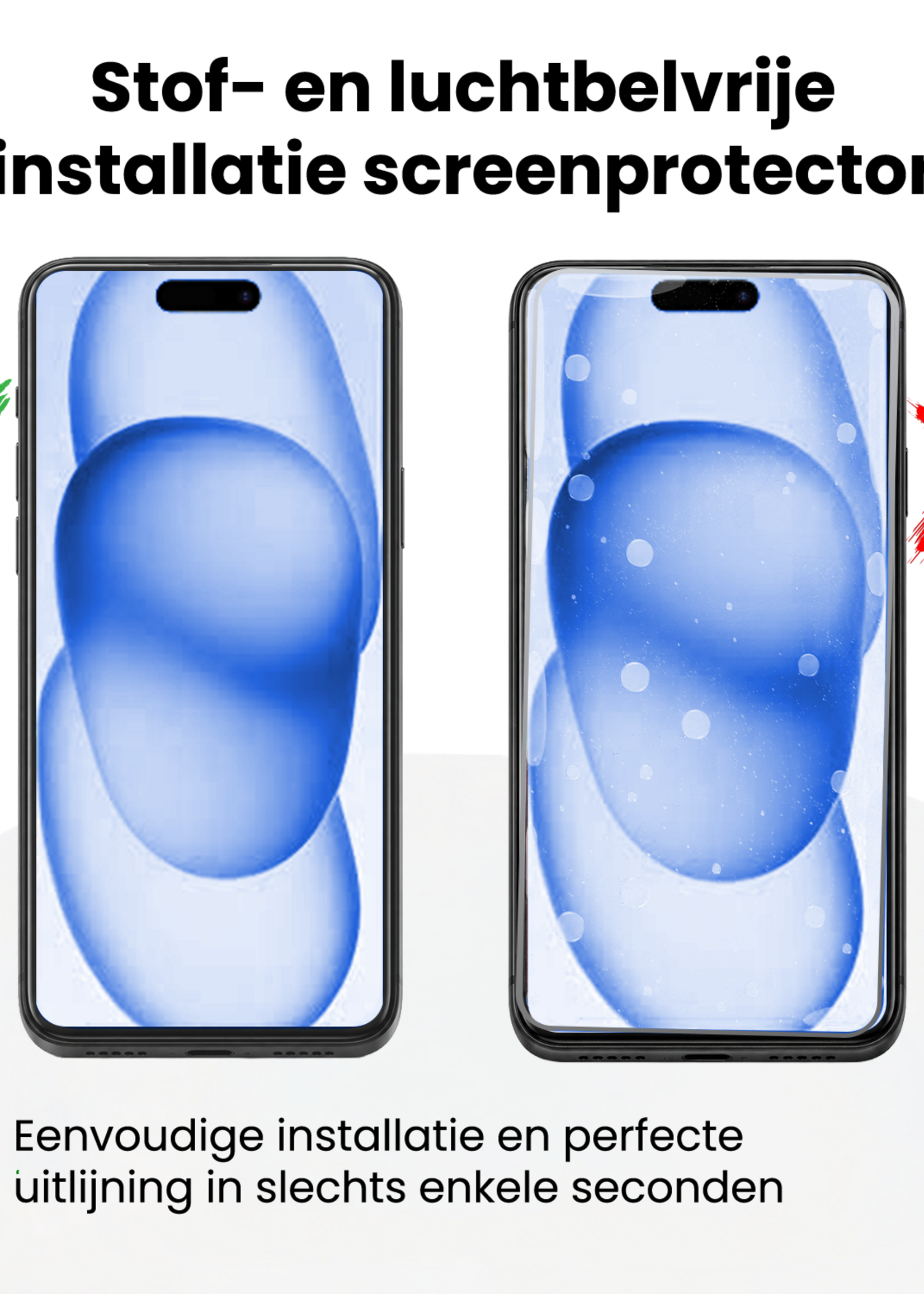 BTH BTH iPhone 15 Screenprotector Perfect Fit Kit - 2 PACK
