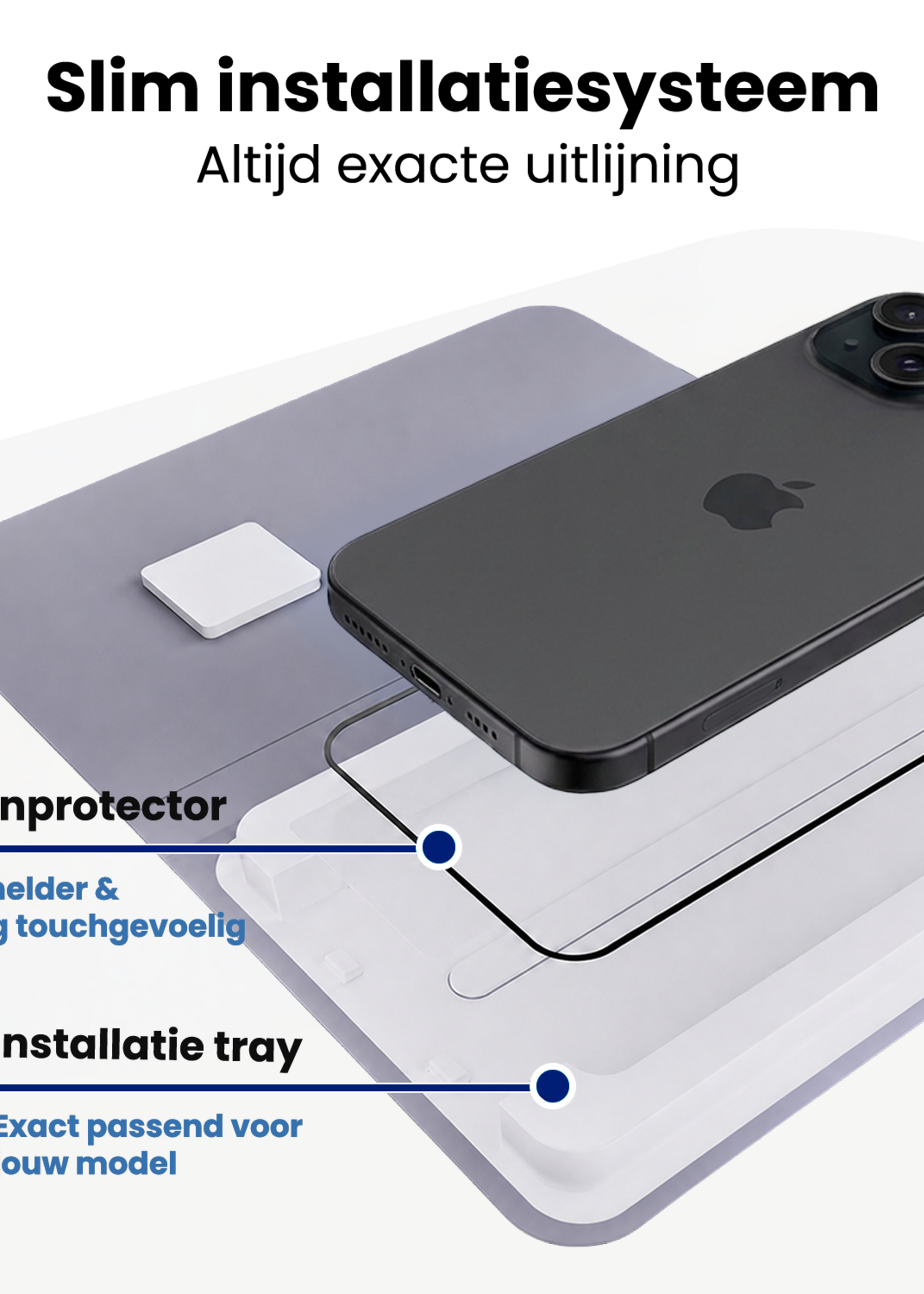 BTH BTH iPhone 15 Screenprotector Perfect Fit Kit - 2 PACK