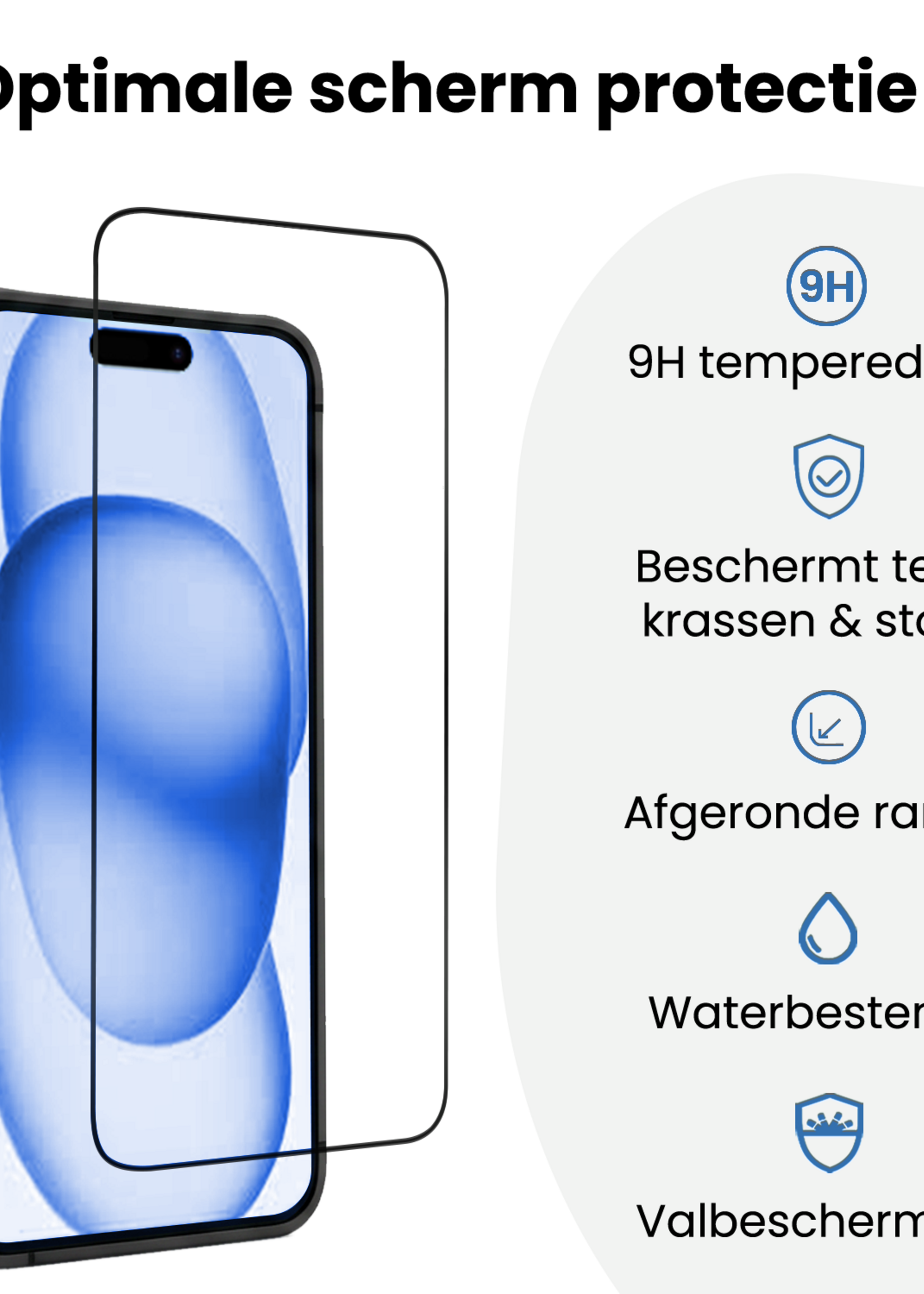 BTH BTH iPhone 15 Plus Screenprotector Perfect Fit Kit - 2 PACK