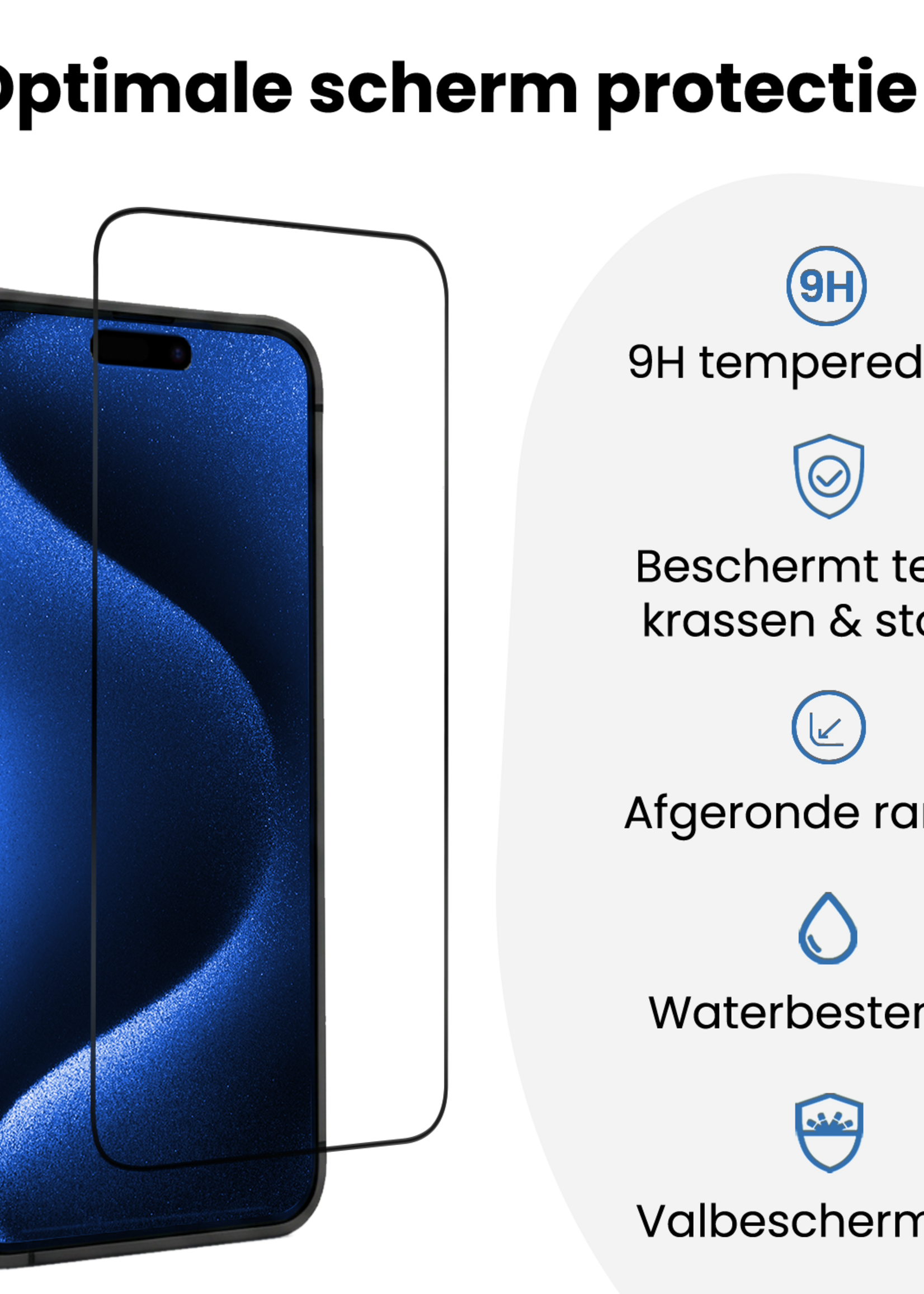 BTH BTH iPhone 15 Pro Max Screenprotector Perfect Fit Kit - 2 PACK